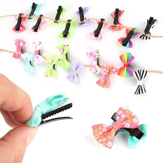 10Pcs Mixed Color Baby Girls Flower Dot Bowknot Hair Clips Set Hairpin Headwear
