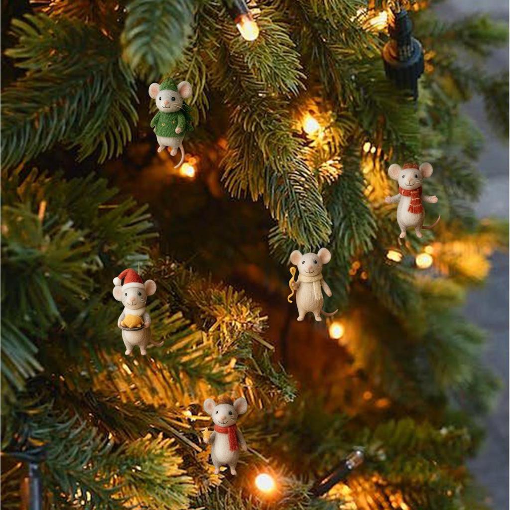 Weihnachts-Adventskalender 2D Acryl Winter-Feiertagsdekoration Weihnachts-Countdown-Dekoration mit 24 Maus-Ornamenten