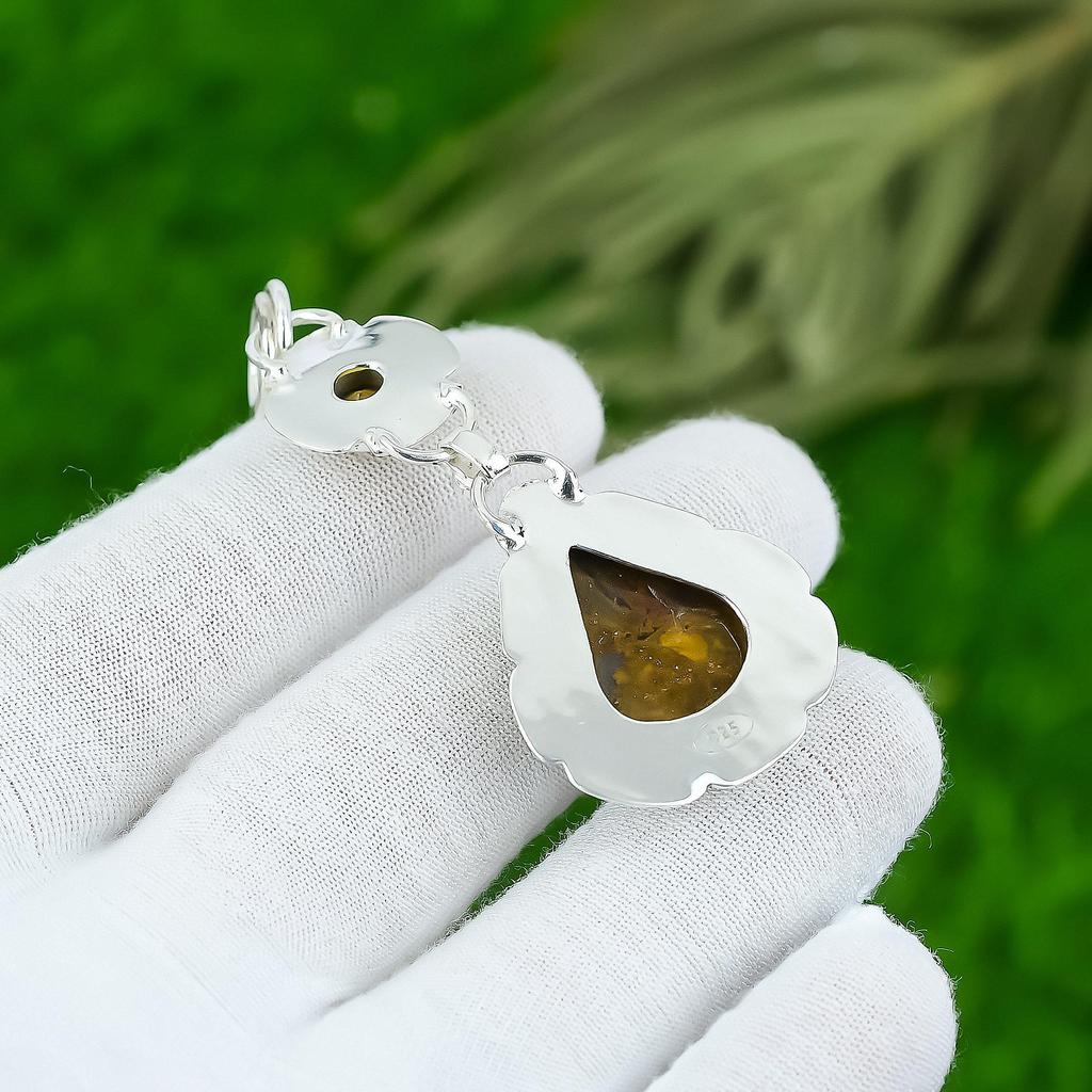 Natürlicher Ozeanjaspis Edelstein Anhänger 925 Sterlingsilber Indischer Schmuck