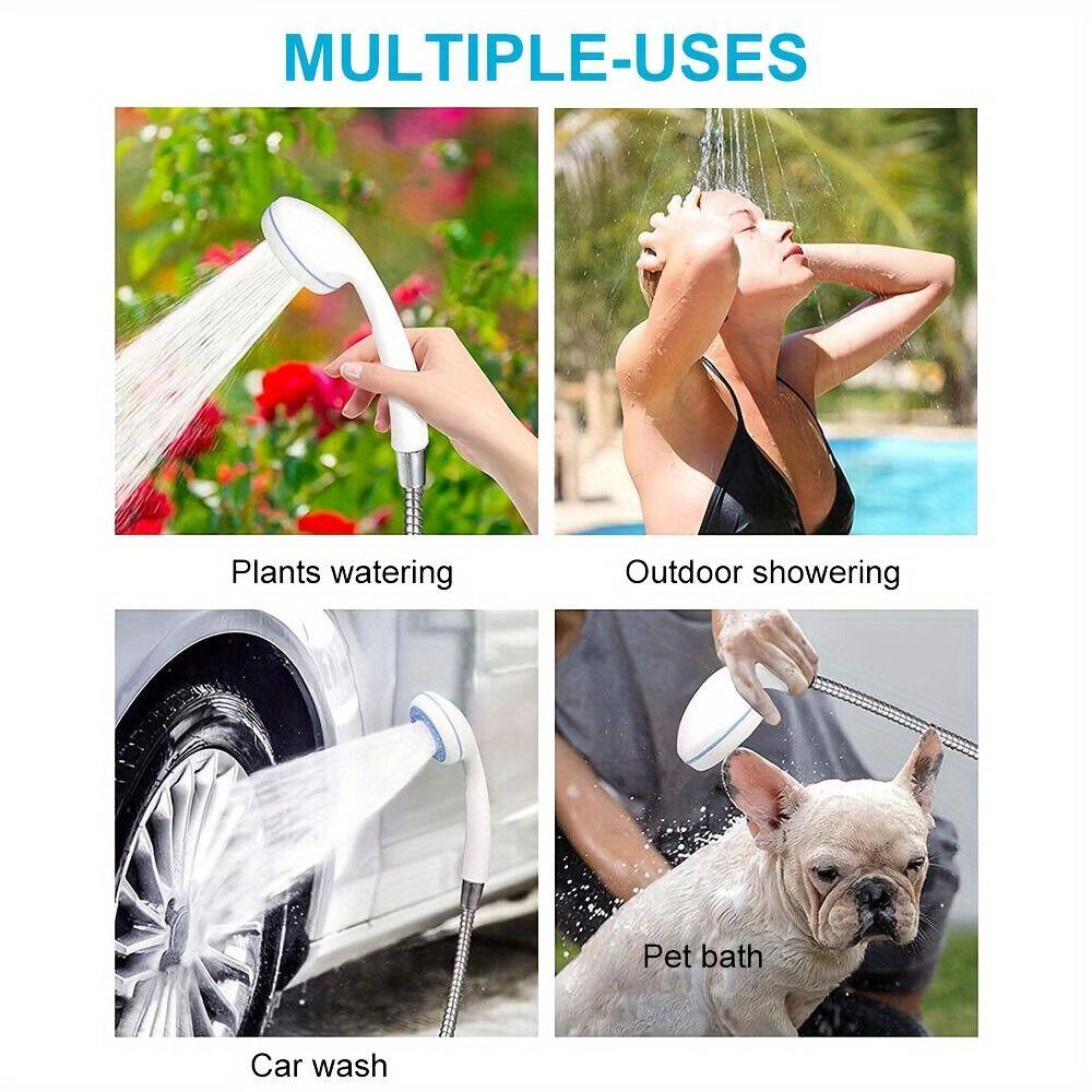ABS Camping Electric Shower Head Portable Handheld Shower Pump Black Outdoor Shower Head Kit Beach