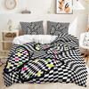 Quilt Cover Black And White Striped Pillowcase Digital Printing Three-Piece Set Bedding Simple Style