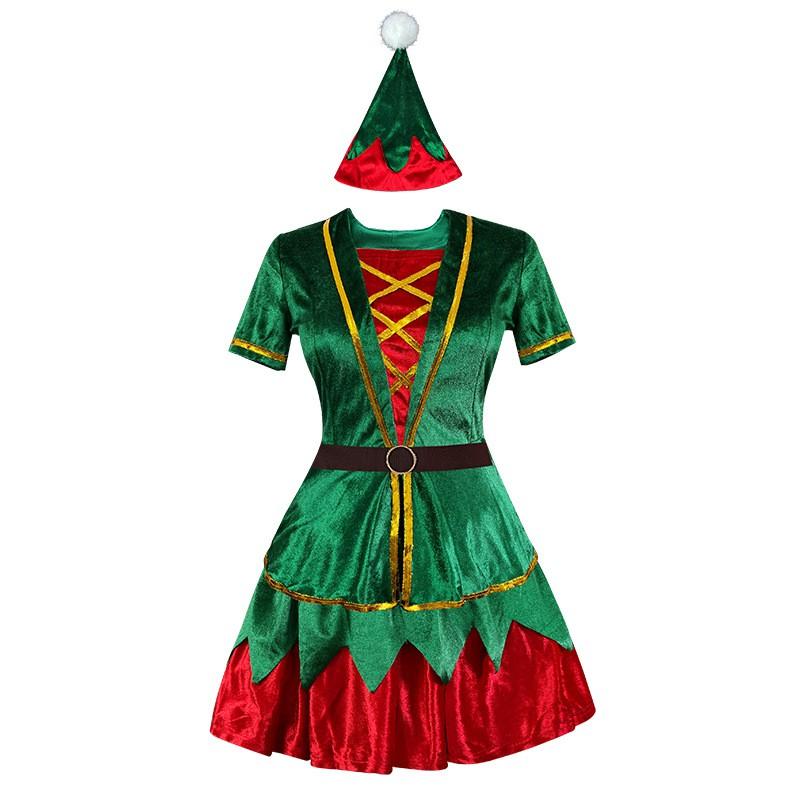 Christmas Green Dress Adult Couple Stage Performance Outfit 18-24 Years M XL