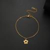 Teamer Adjustable Flower Heart Bracelet Stainless Steel Minimalist Jewelry for Women Girls Gold Color Lucky Charm Birthday Gift