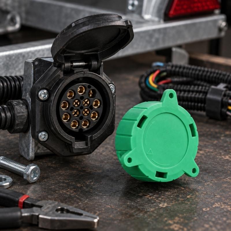 ABS Trailer Electrical Protective Covers, 10 Green Slip-On Pieces for European 13-Pin Interfaces to Help Limit Dust and Loose Debris Entry