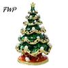 Christmas Anniversary Gift Tree Jewelry Box, Enamel Inlay Alloy Organizer, Vintage Style Trinket Box Compact Decorative Ornament for Dressing