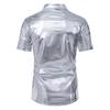 Camicia da Uomo Nightclub Disco Manica Corta Camicia Lucida Abito da Festa Danzante Camicie per Uomo Abbigliamento