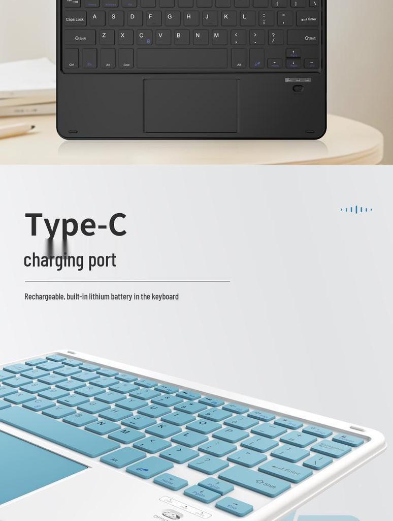 Silent Seven-Color Backlit Bluetooth Keyboard for Apple & Huawei Tablets, Connects to Mobile Phones