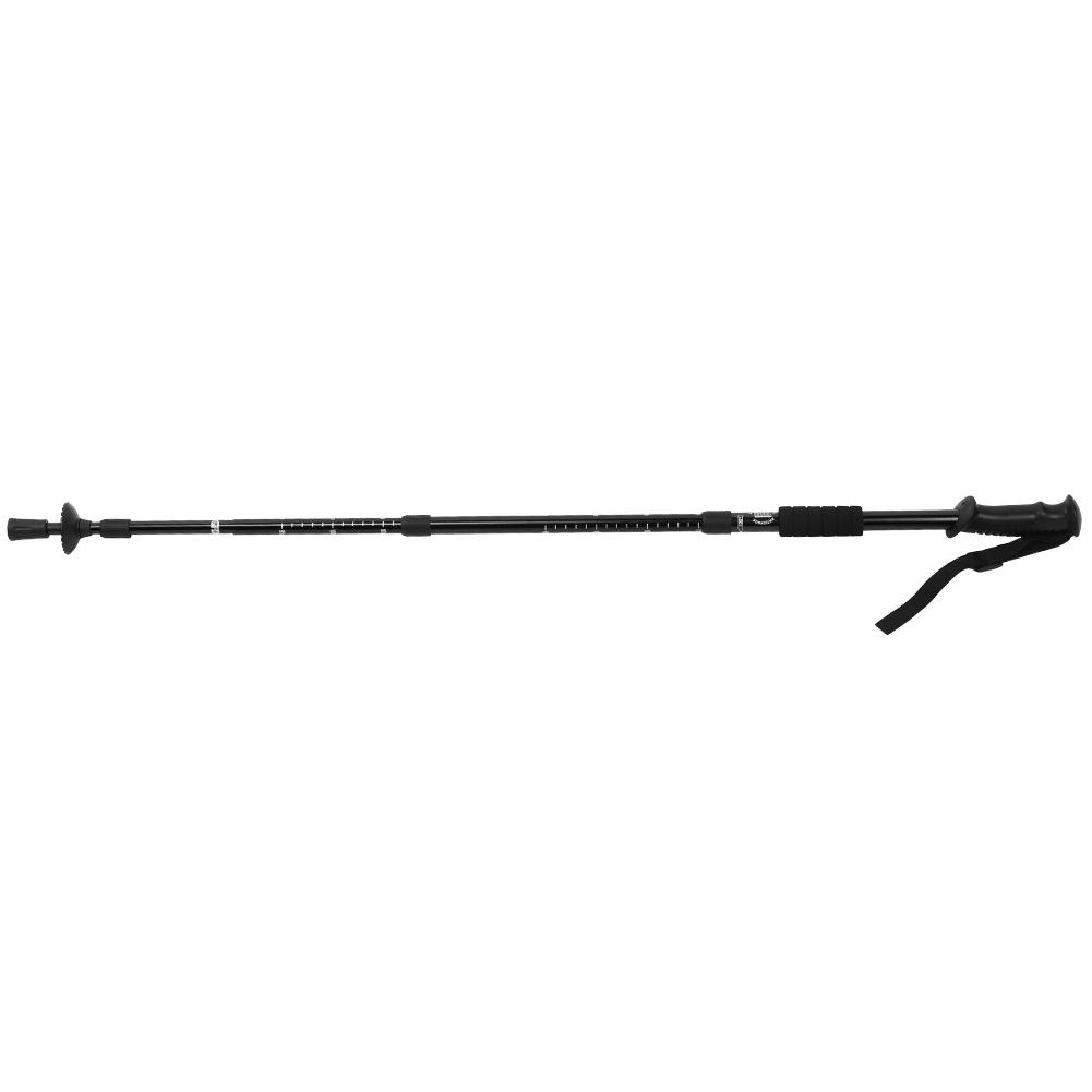 Outdoor Aluminium Alloy 4-Sections Suspension Straight Handle Pole Walking Stick Alpenstock for Climbing Camping