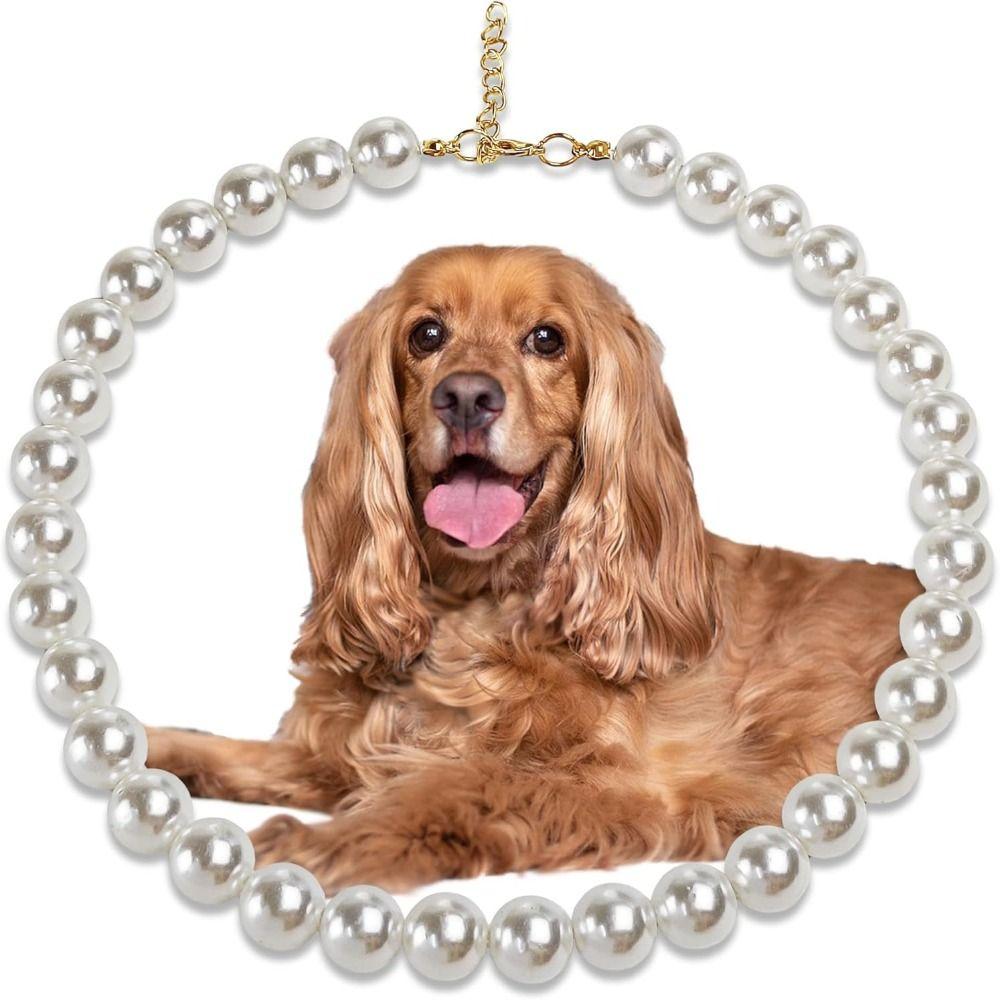 Acrylic Dog Collar Necklace Sparkling Pet Pearl Necklace Elegant Pet Neck Straps  Pet Supplies