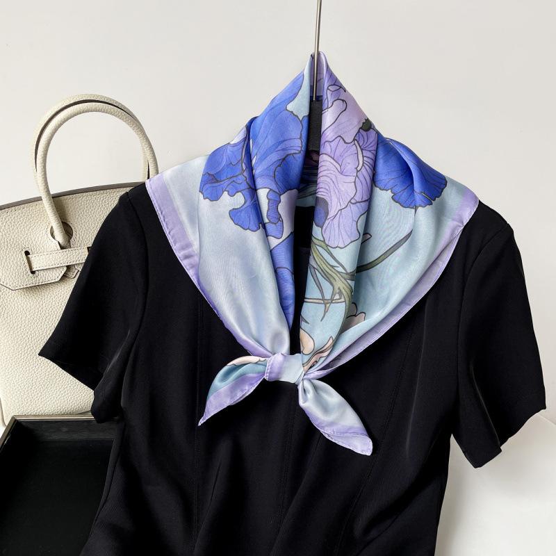 70Cm Silk Scarf Neck Small Square Scarf Women'S Spring And Summer Temperament Versatile Silk Scarf High-End Fashion Thin Scarf