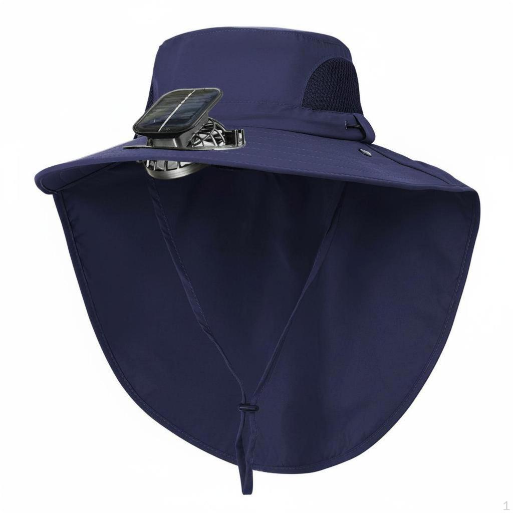 Solar Fan Hat Three Speeds ReEnergizable Cooling USB Charging Dark Gray