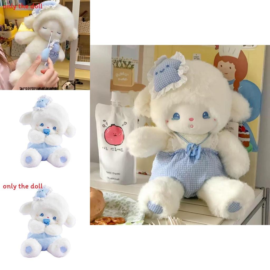 Plush Sheep Sleepy Toy With Checkered Pants Design And Pacifier Decor For Kids Bedtime Comfort