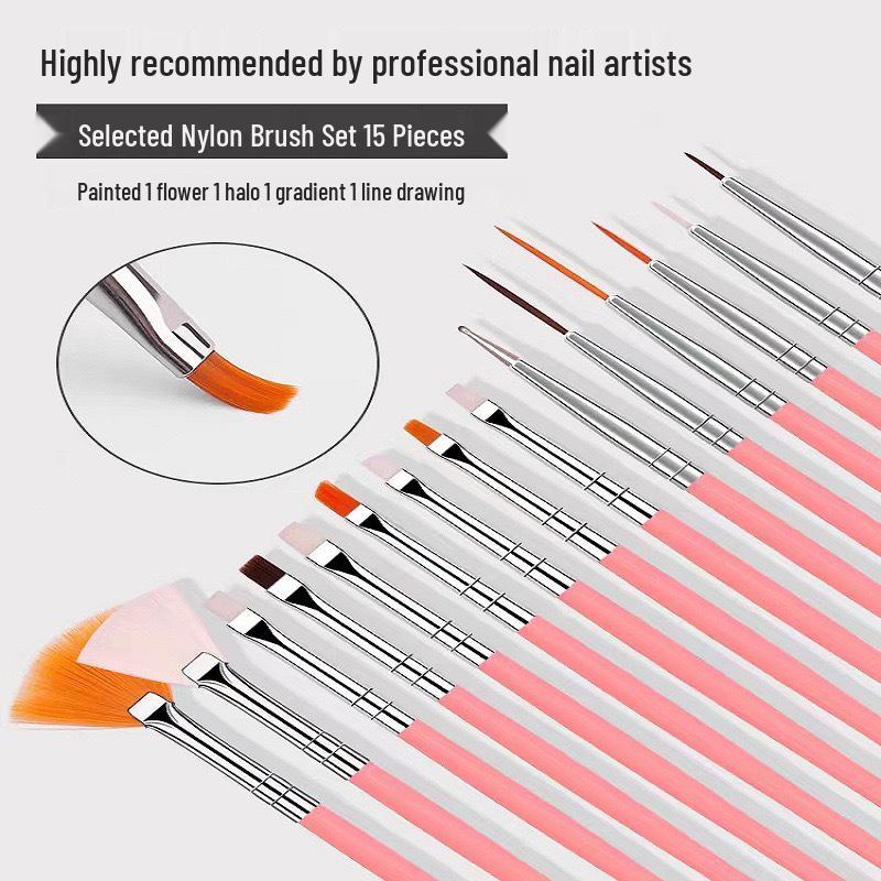 15-Piece Nail Art Brush & Dotting Pen Set