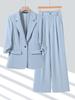 Women's Elegant Wrinkled Seven-Sleeve Blazer Suit with Wide-Leg Pants - Thin Style 2026 Spring/Summer Collection
