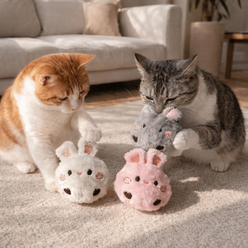 Bunny Shape Plush Dog Toy Ball Bite Resistant Puppy Squeaky Toy Cute Pet Bouncy Ball Fetch Game