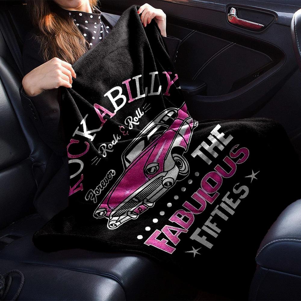 1pc Rockabilly Fabulous Soft Flannel All Season Throw for Home, Office, Outdoor UseDurable Comfort Soft Warm Throw for Home
