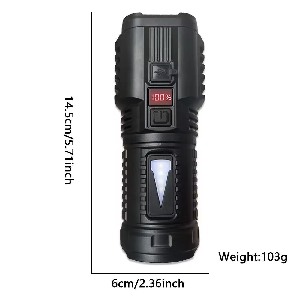 High Power Led Flashlight 7 Lamp Beads with Side Light Super Bright USB Rechargeable Torch Outdoor Camping Fishing Lamp