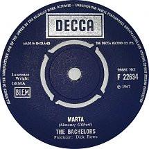 

7inch Record BACHELORS - Marta F22634 Decca 1967 UK Rock Used