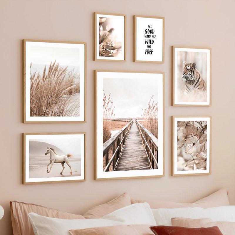 Nordic Reed Beige Plant Tiger Horse Scandinavian Quote Wall Art Canvas Painting Poster And Prints Pictures For Living Room Decor