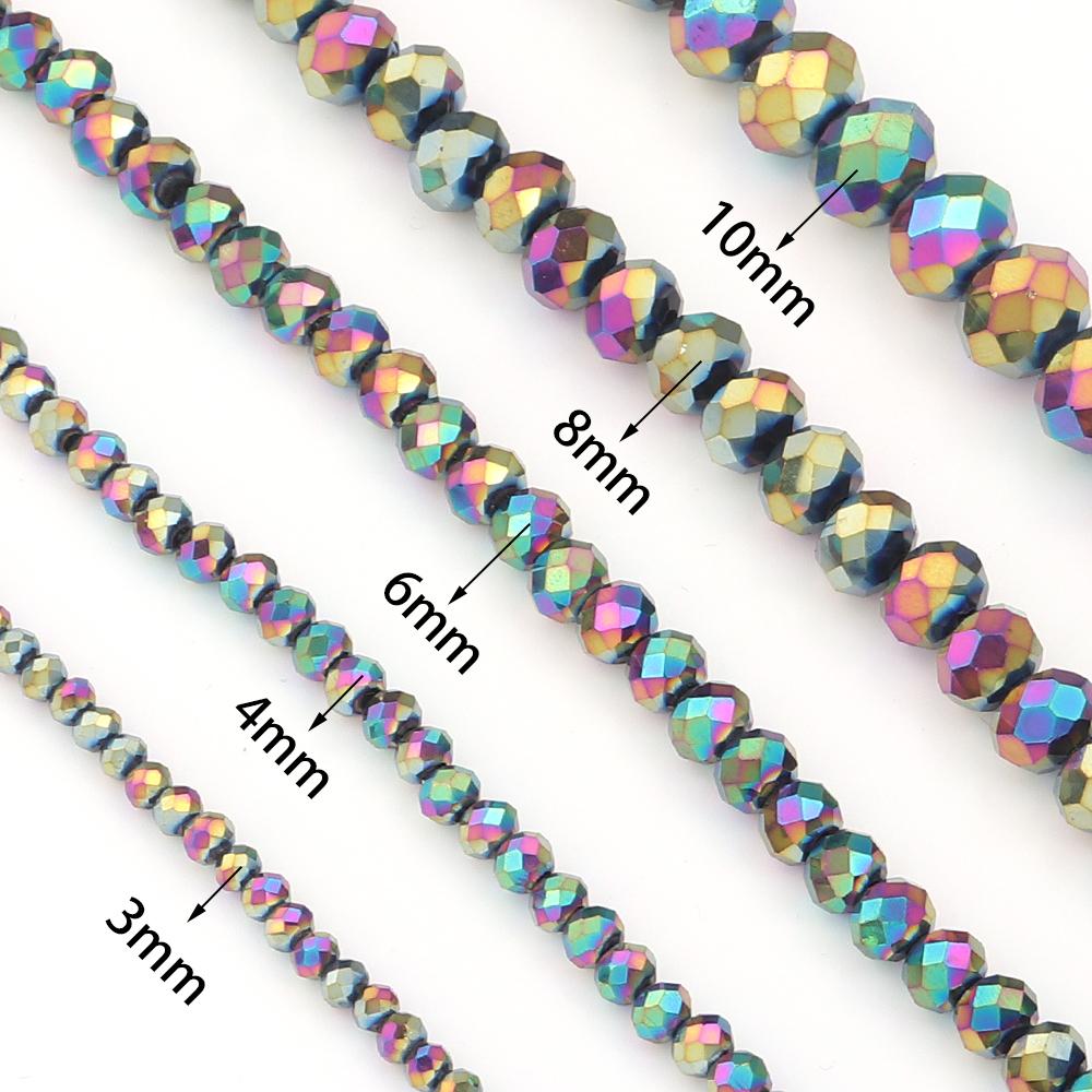 1 Strand Rondelle Faceted Crystal Beads Colorful Glass Loose Bead For Jewelry Making DIY Bracelet Necklace Supplies 3/4/6/8/10mm
