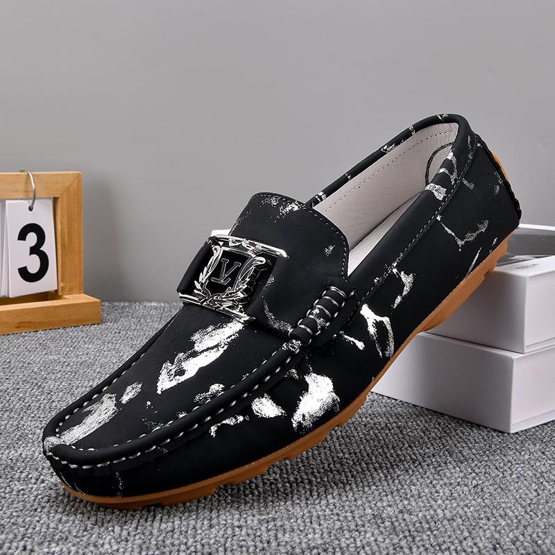 Herren Echte Leder Slipper Fahrerschuhe Bequem Weicher Boden Lässig Britischer Stil Frühling Sommer Atmungsaktiv Anti-Rutsch