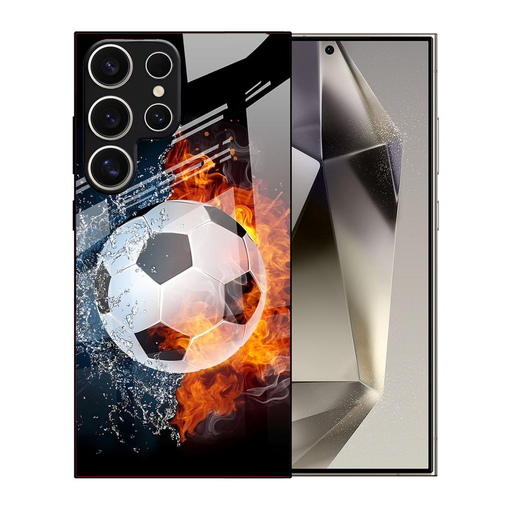 Samsung S26ULTRA Mobile Phone Case A90 Football S24 Tempered Glass Illustration A16 Black Protective Case A07