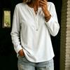 Women's Corduroy V-Neck Long Sleeve Top - Casual Loose Fit Blouse for Everyday Wear