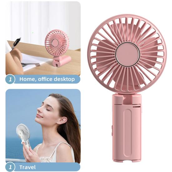 Umbrella Fan Strong Airflow Low Noise Foldable Design Handheld Personal Fan Hands-Free Clip-On Rechargeable Cooling Fan