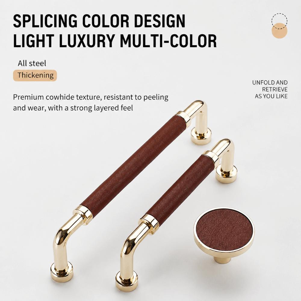 Handmade Leather Hardware Handle Nordic Cabinet Drawer Knobs Wardrobe Door Handles  Multipurpose