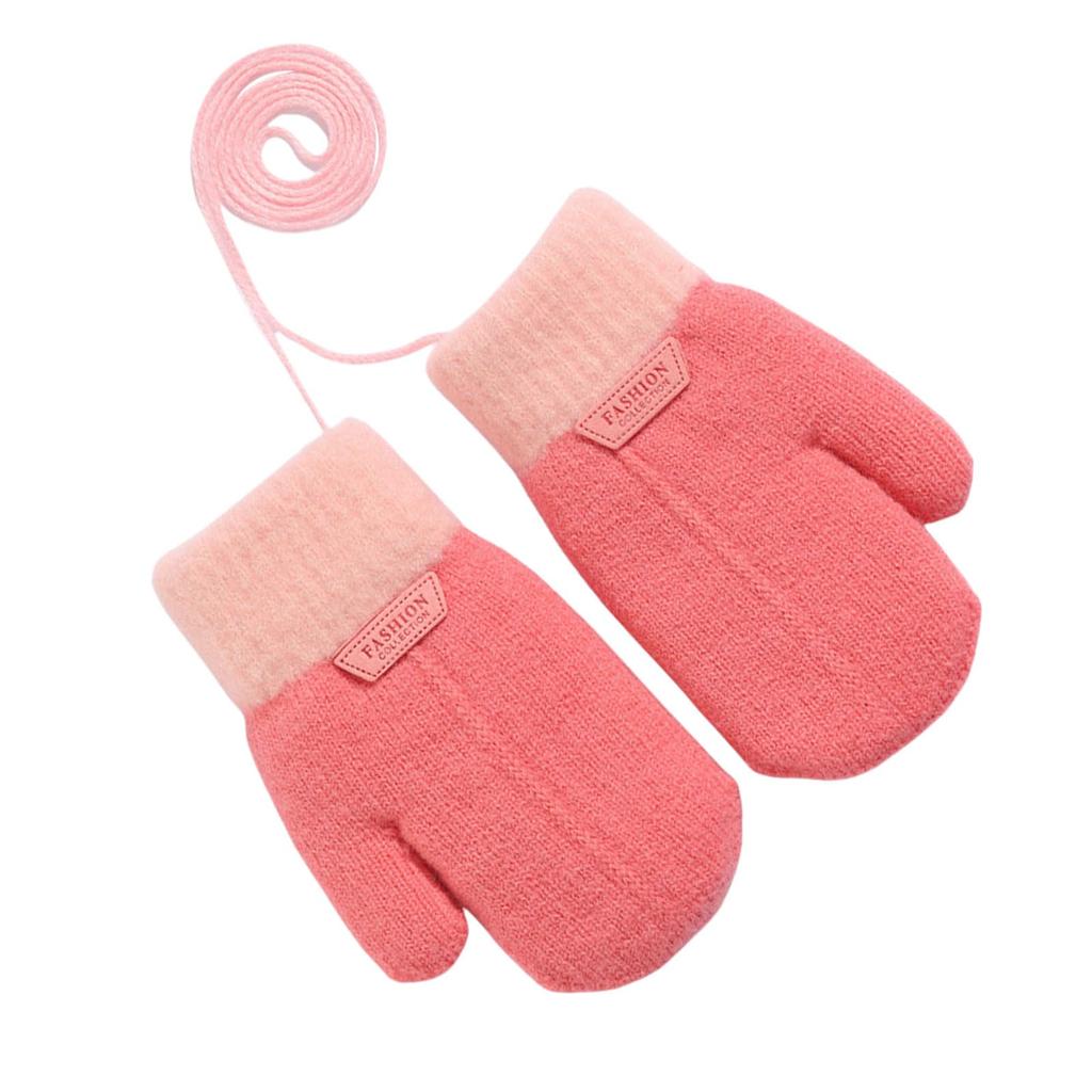 Umeloeo Knitted Cute and Thick Mittens with Drawstring for Winter Warmth and Perfect for Playing In the and Commuting To Elementary School Ages Size