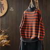 Women's Retro Striped Color Block Half High Neck Sweater - Loose & Casual Knitwear for Autumn/Winter 2026.