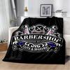 Barbershop retro print blanket children's warm flange blanket home travel blanket bed linings Picnic blanket birthday gift