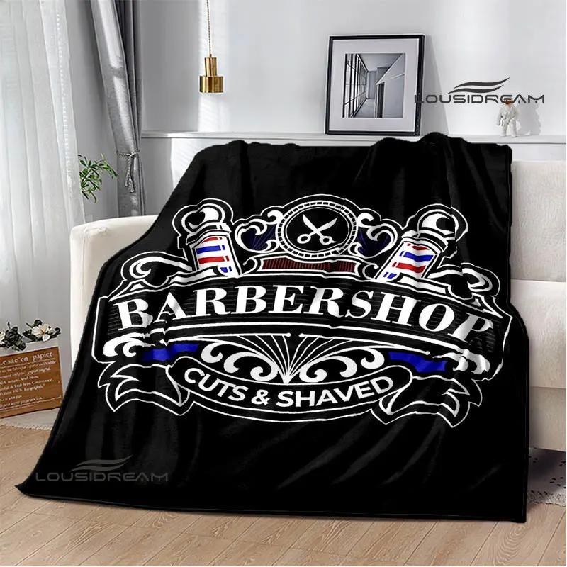 Barbershop retro print blanket children's warm flange blanket home travel blanket bed linings Picnic blanket birthday gift