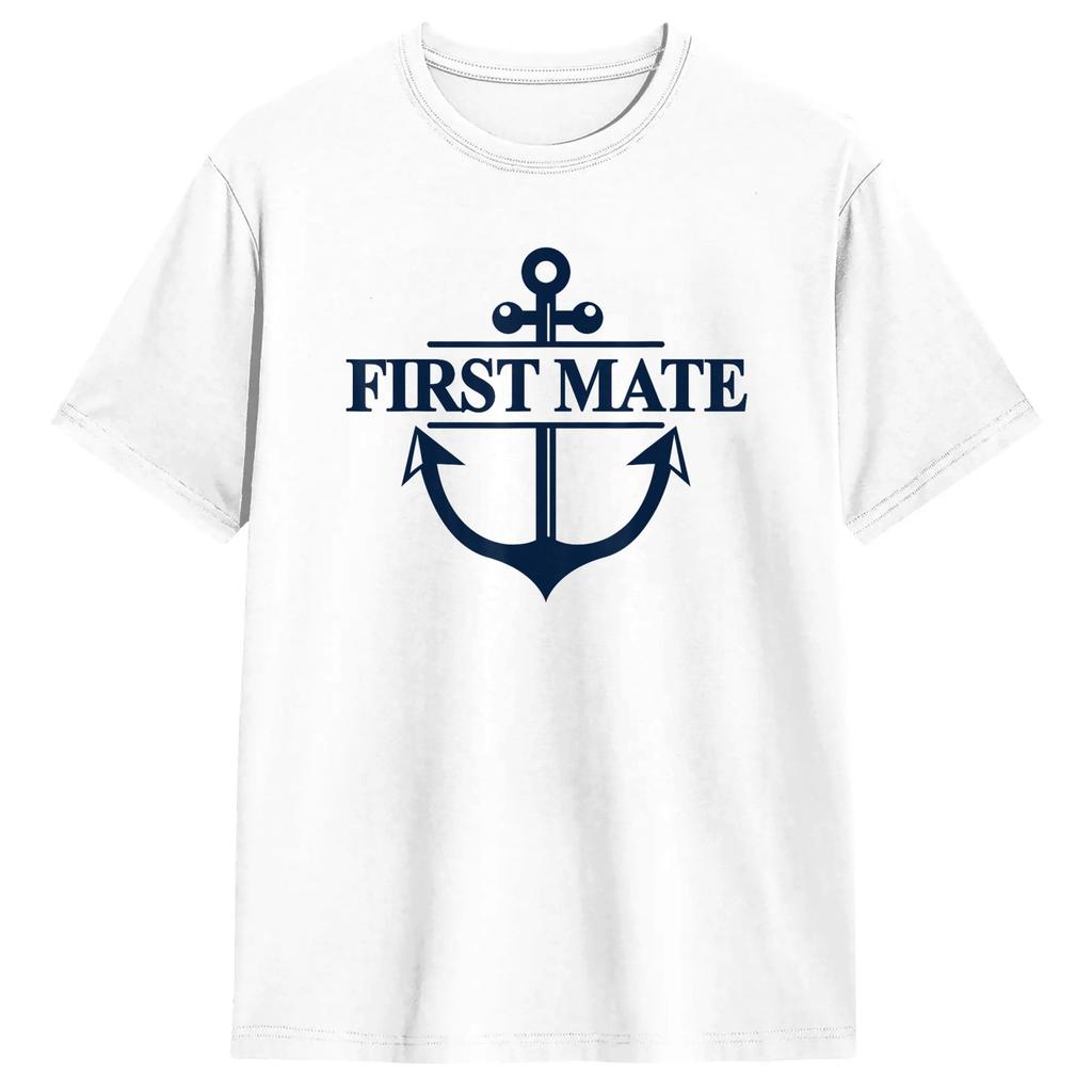 Captain First Mate Matching Set Pontoon Boat Sailing Tshirt Beach Leisure Tshirts Pure Cotton Oneck Oversized Clothing