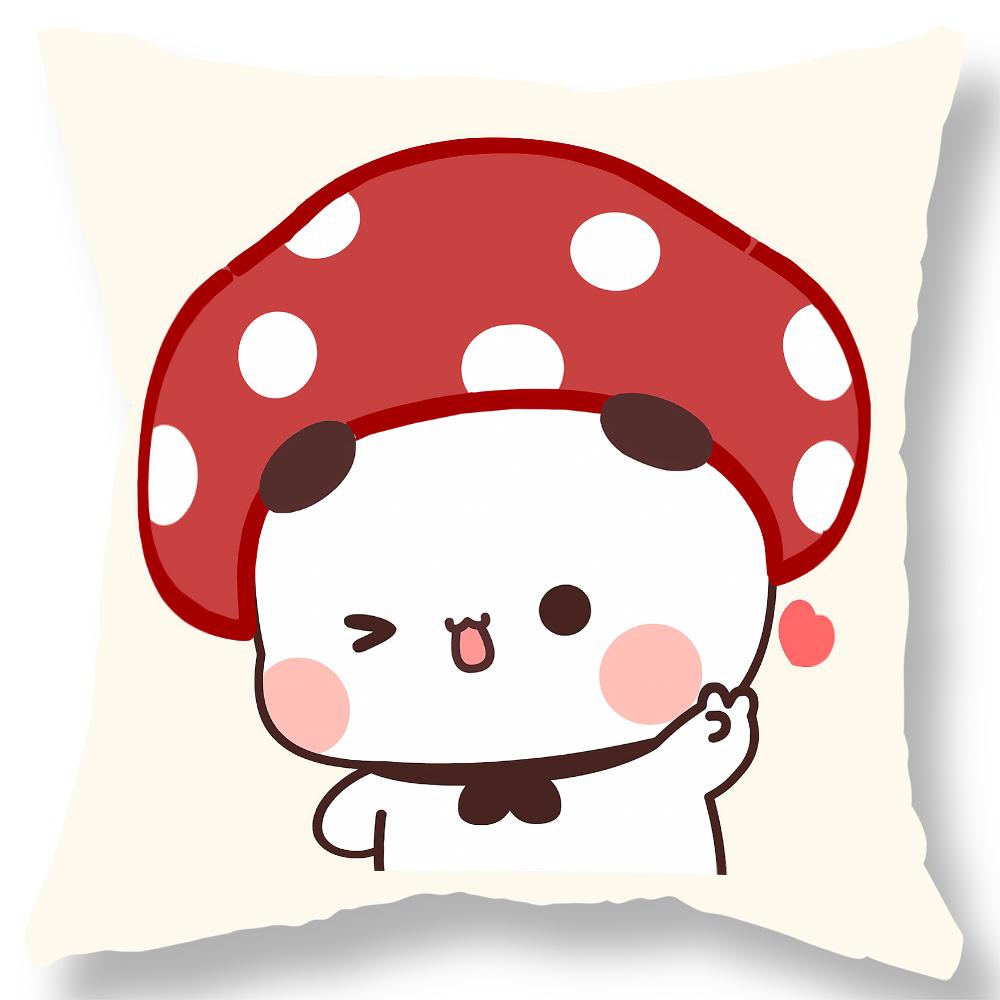 Short plush material pillowcaseBubu Bear Dudu Ball Printed Pillowcase Kawaii Cartoon Anime Sofa Cushion Cover Bedroom Room Pillo