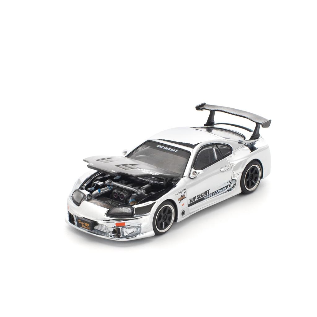 Genesis Company POP RACE Scale Top Secret GT300 Supra Silver Chrome Finished Model PR640325 1/64