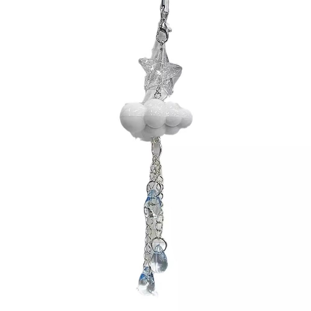 3D Cloud Mobile Phone Strap Keyring Pendant Beaded Phone Chain Cloud Star Lanyard  Women Girls