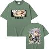 Anime Demon Slayer Uzui Tengen Double Sided Graphic Tshirt Men Women Casual Oversized Crewneck T-shirt Male Vintage Streetwear