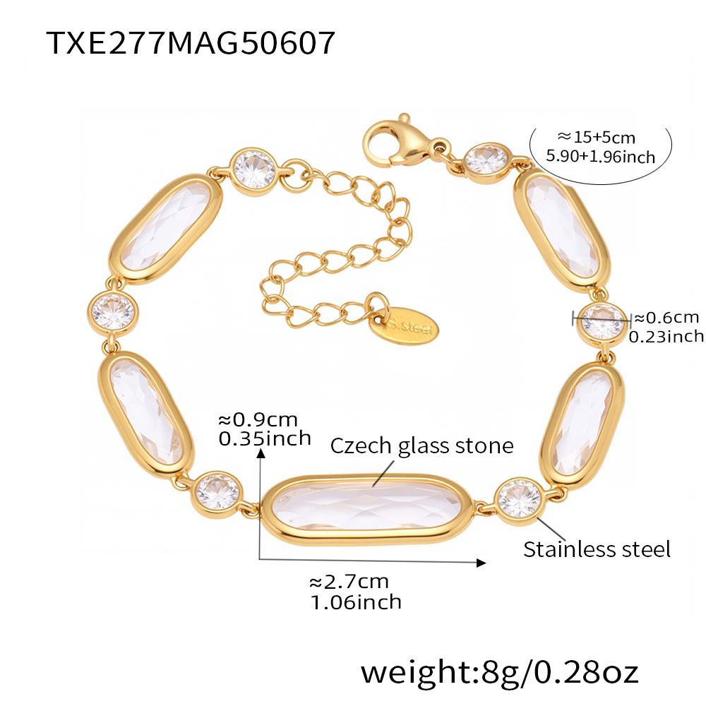 316L Stainless Steel Bracelet For Women 18k Gold Plated With Shiny Colorful Faceted Czech Crystal Glass Luxury Women's Bracelets
