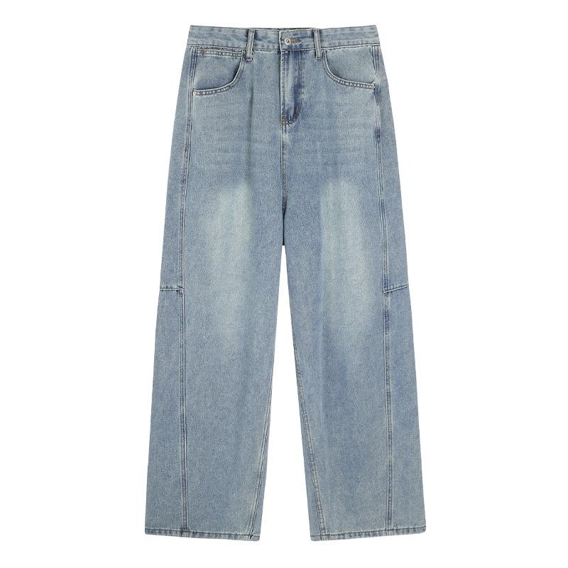 

Джинсы с высокой талией и синей строчкой в стиле ретро для женщин больших размеров 1XL (suitable for 60-70 kg)