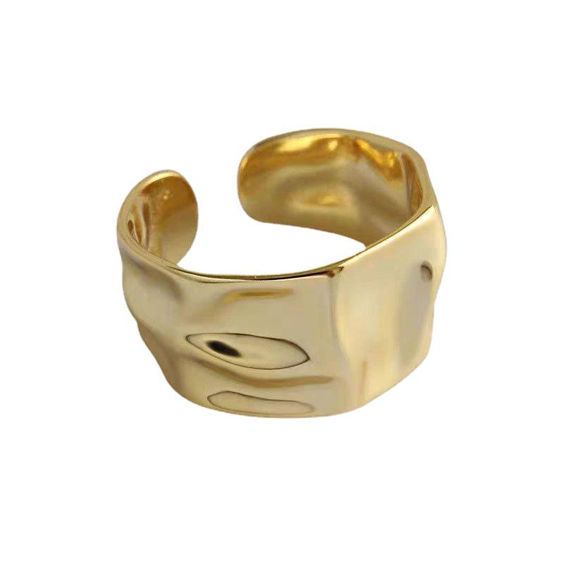Korean Style Wide Band Retro Women's Irregular Open Ring - Trendy Index and Pinky Ring, Simple Fashion
