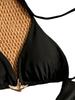 2025 Schwarzes Dreiecks-Bikini für Damen – Sexy Neckholder, Rückenfrei, Binde-Badeanzug, Einfarbig