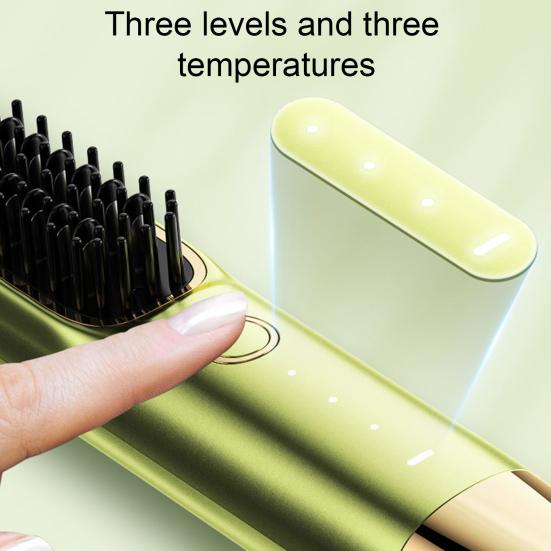 Wireless Straight Hair Comb Anti-Scalding Design 3-Speed Temperature LED Display USB Charging Hair Straightener