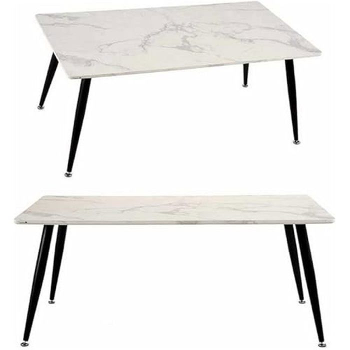 Table Basse - GIFT DECOR - DM 9698 - Métal Mélamine - Design Marbre - 60x45x110 Cm