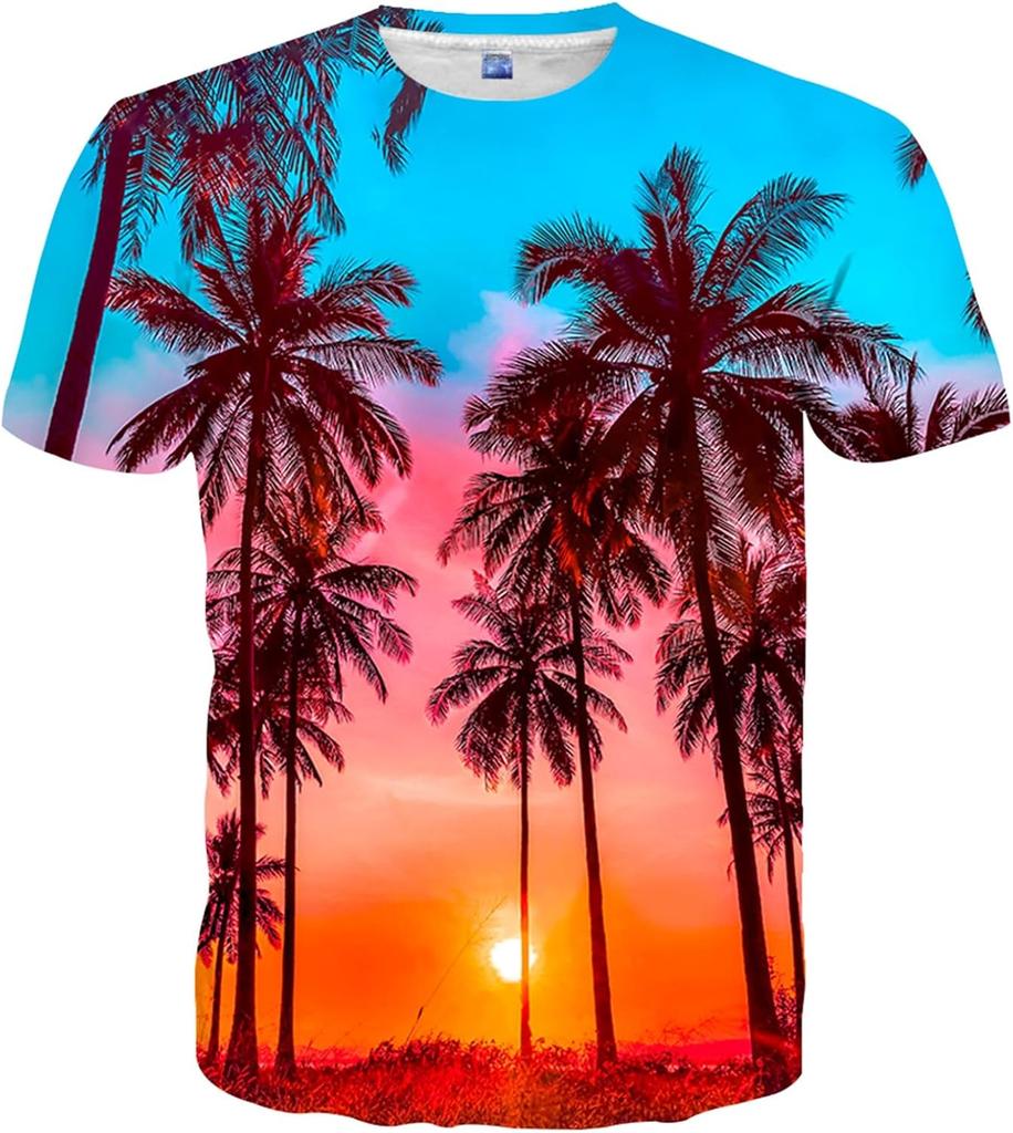 3D Polyester Unisex T-Shirt Summer Beach Style. Coconut Tree Printed Graphic Quick Dry Moisture Wicking Short Sleeve Casual