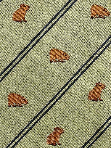 COLORATA Capybara Necktie (145 X 8.5cm / Beige/Striped / 100% Silk / Jacquard Weave) Animal/Animal Gift