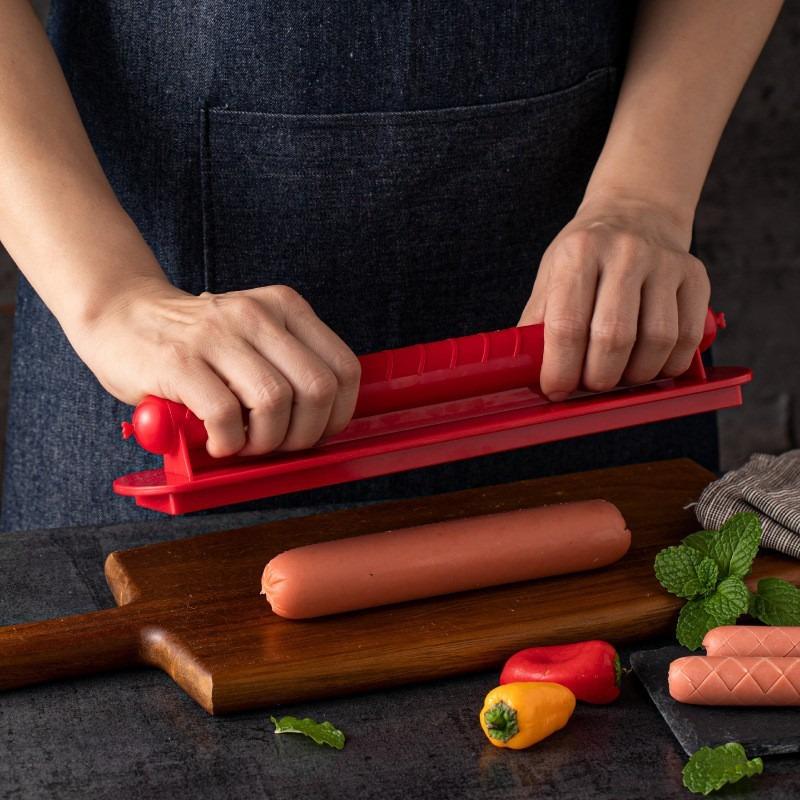 1 szt. Wielofunkcyjny Szybkobieżny Krojak do Hot-Dogów ze Stali Nierdzewnej, Maszynka do Krojenia Kiełbasy, Precyzyjne Siatkowe Narzędzie Kuchenne Krojaki do Hot-Dogów YUZI