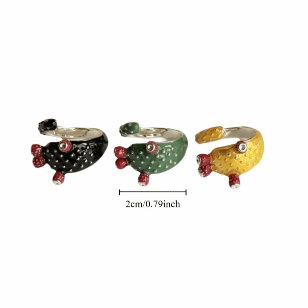 Dripping Oil Painting Ring Korean Style Enamel Ring Cute Cactus Drip Oil Ring  Gift