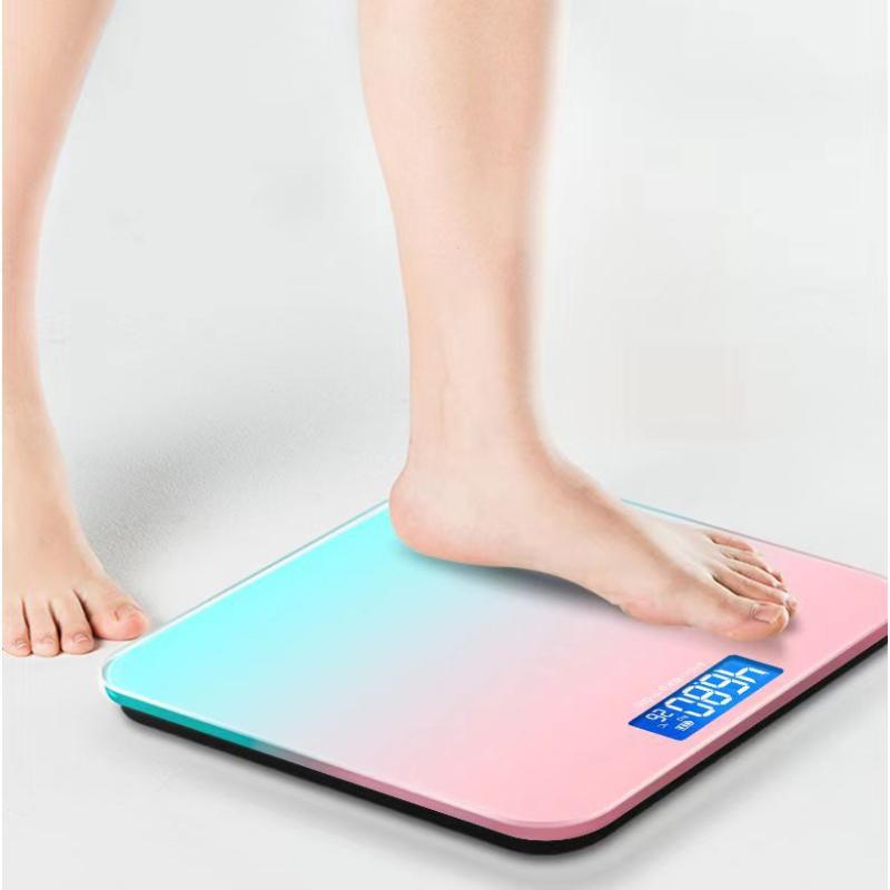 Smart Electronic Health Scale Tempered Glass Surface Lcd Digital Display Gradient Color Multiple Colors Digital Weighing Scale