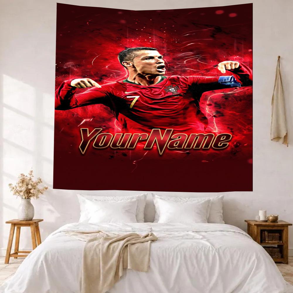 Cristiano Ronaldo Custom Jouw Naam Muurdecoratie Wandkleed Kunst Voor Huisdier Herdenking Verjaardag Bruiloft Feest Achtergrond Familiecadeau